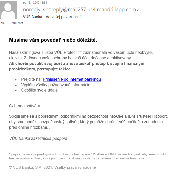 podvod email