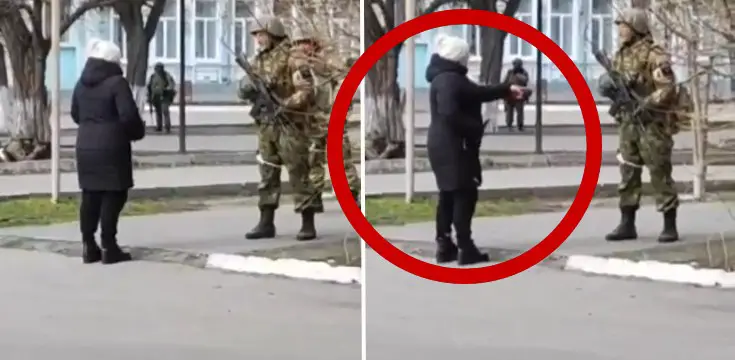 ukrajina vojna žena ruskí vojaci video slnečnicové semienka